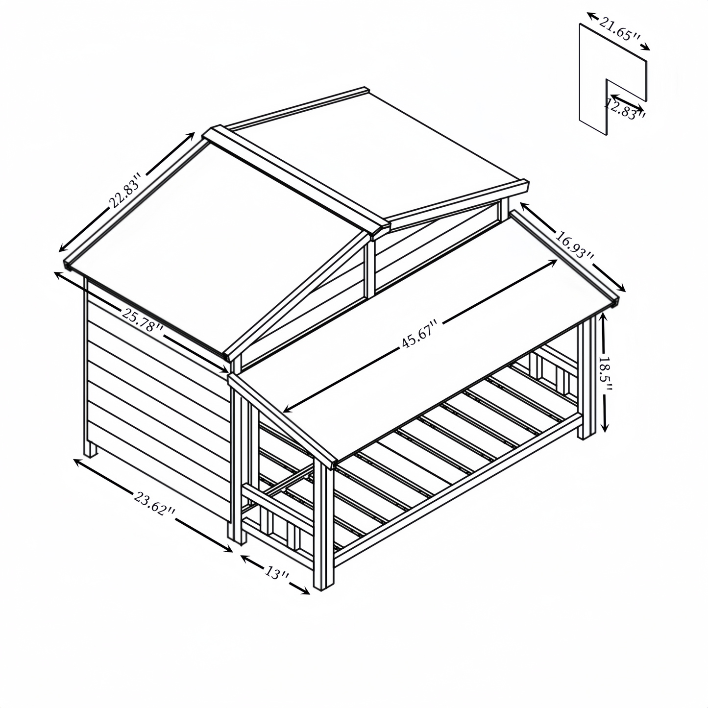 Irvington Craftsman Pinewood Elevated Dog Kennel