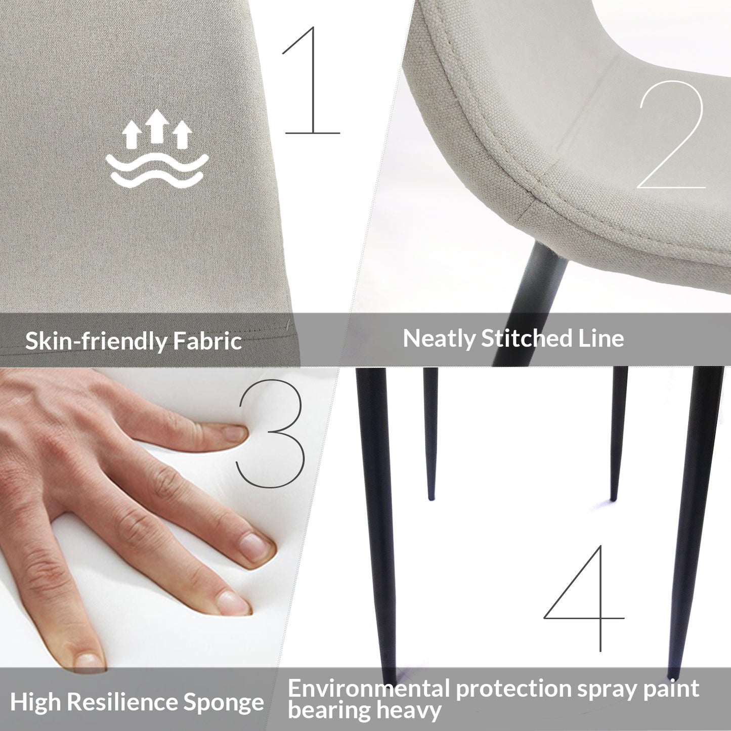 Eda Modern Linen Fabric Dining Chairs