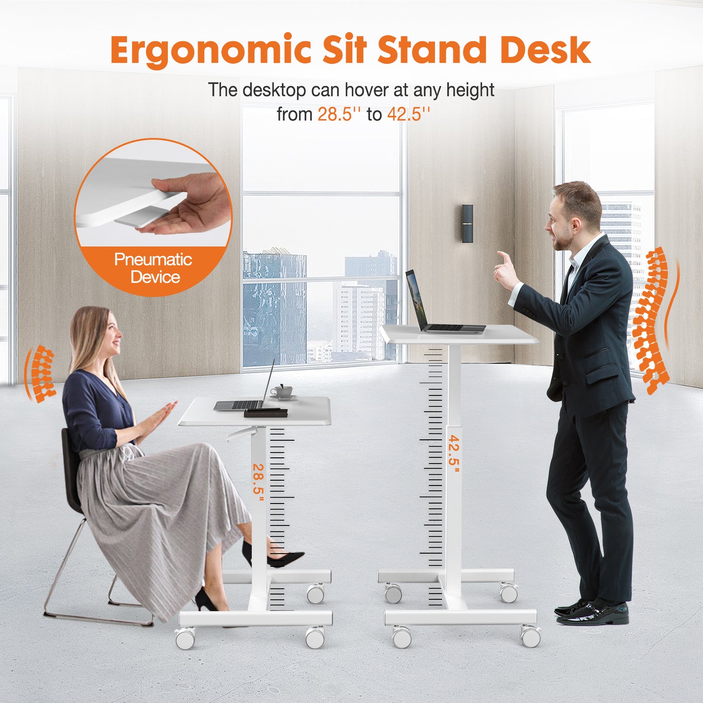 Marites Modern Mobile Standing Desk Laptop Cart