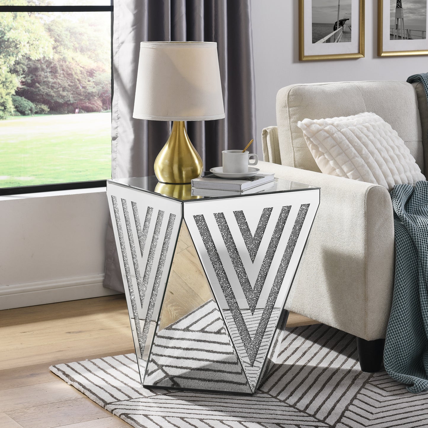 Calista Modern Mirror Side Table