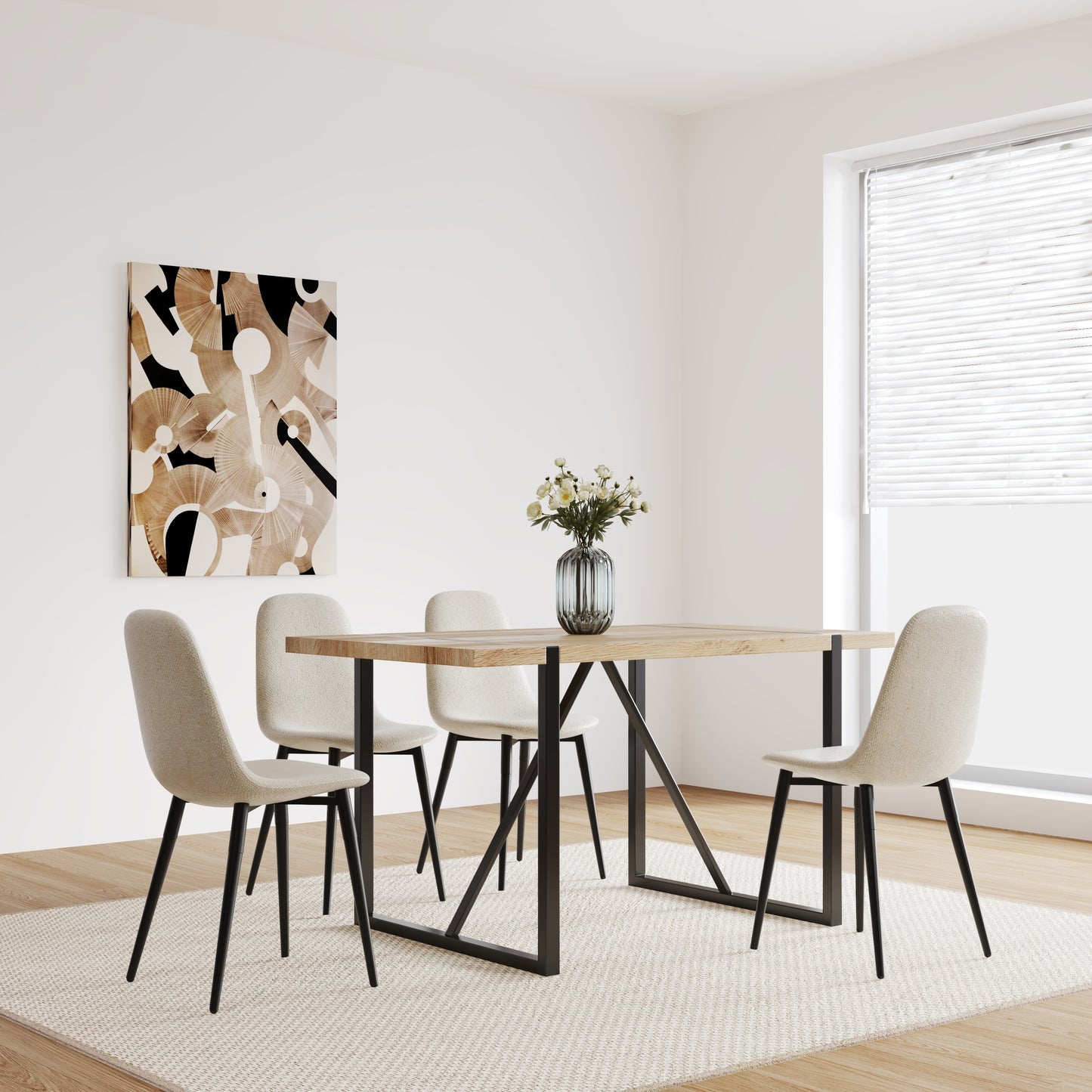 Eda Modern Linen Fabric Dining Chairs