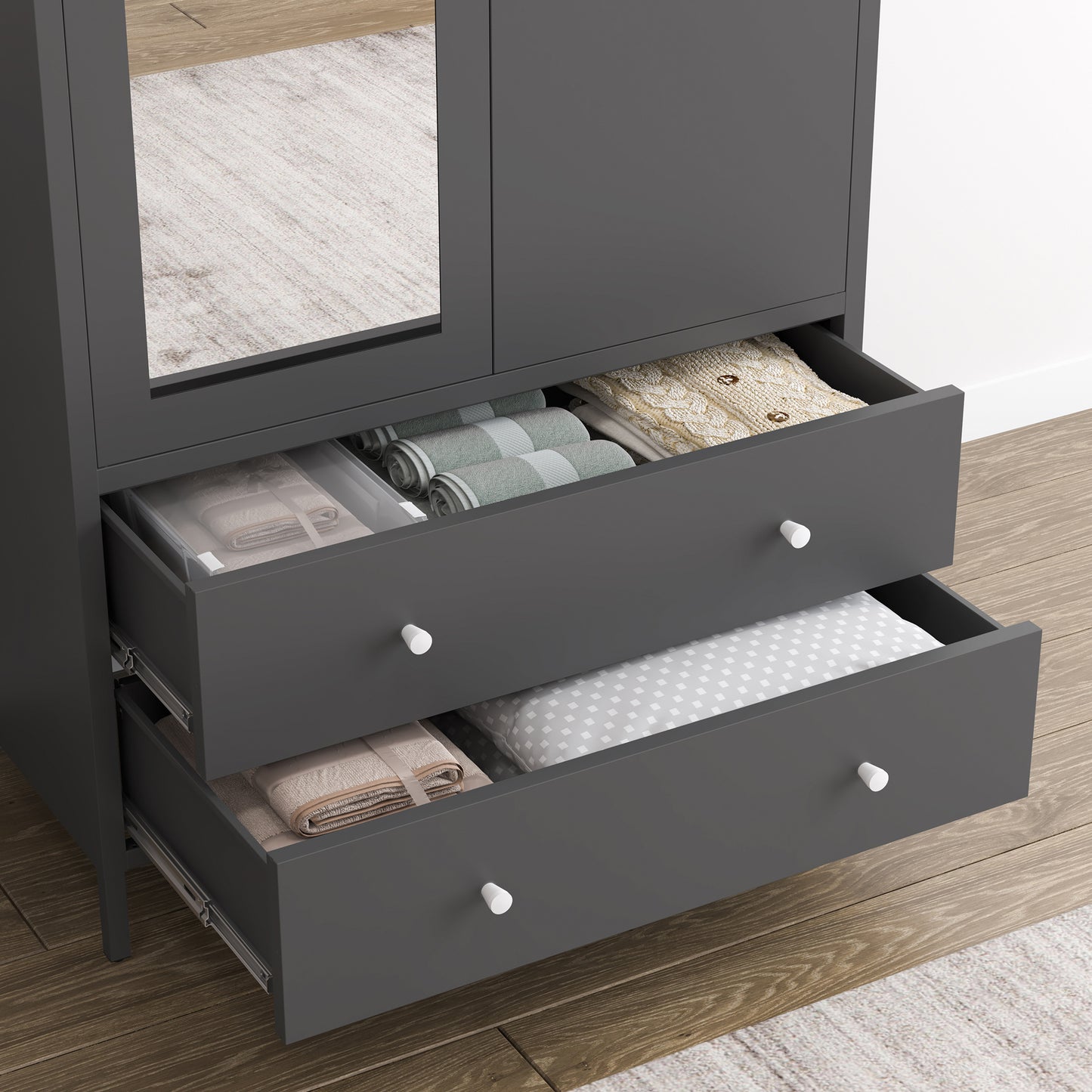 Kingsly Modern Metal Armoire Wardrobe