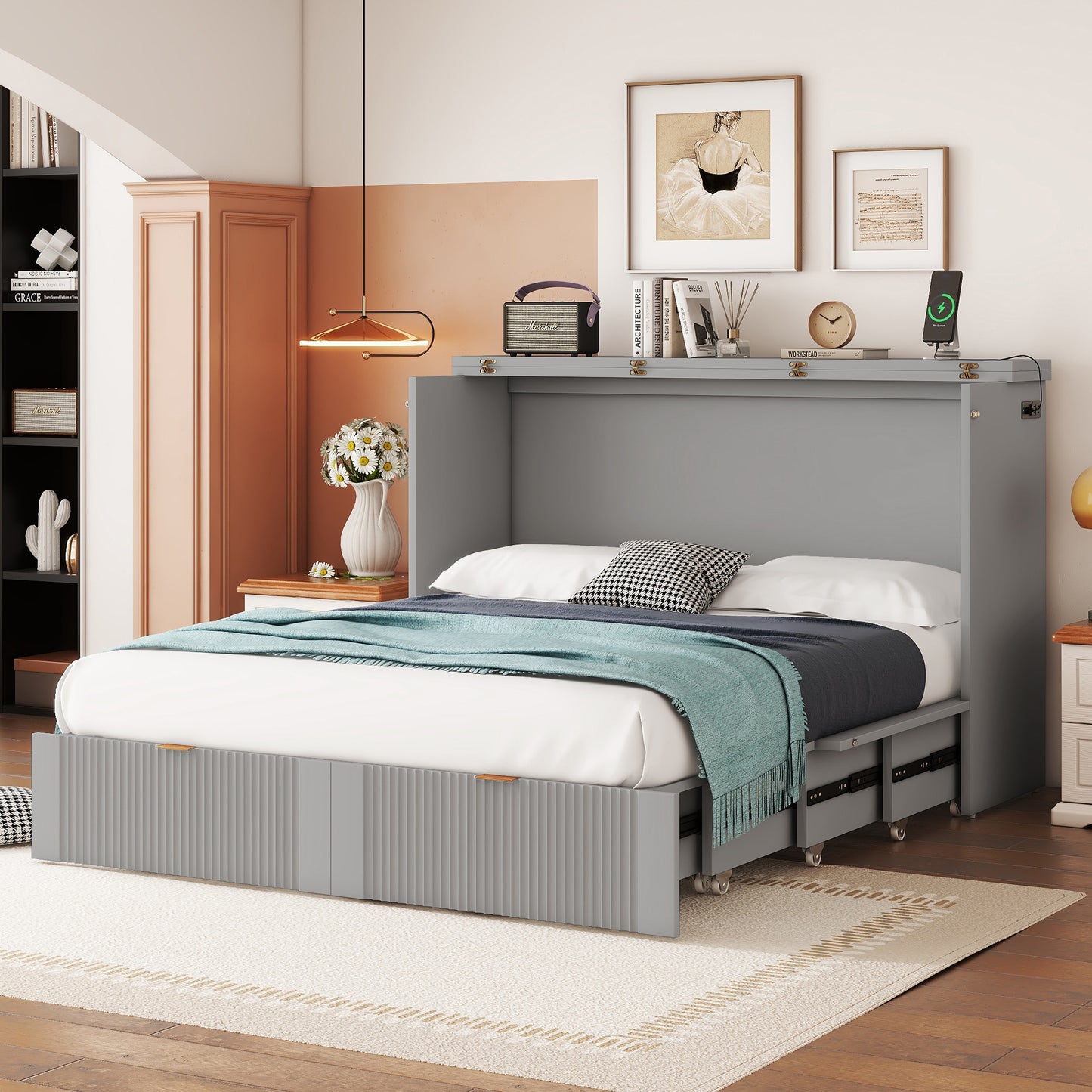 Warmsprings Modern Murphy Storage Bed