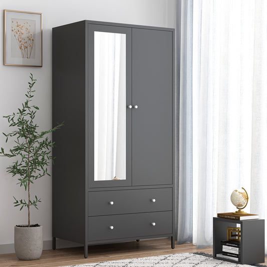 Kingsly Modern Metal Armoire Wardrobe