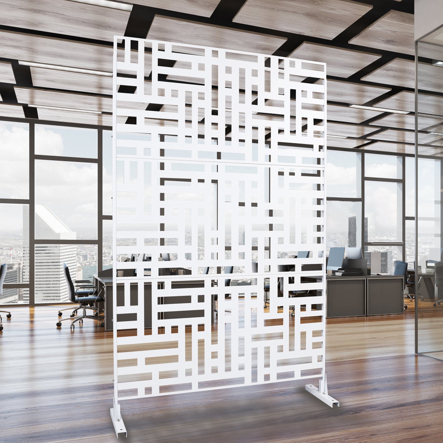 Ghivi Industrial Freestanding Metal Privacy Screen