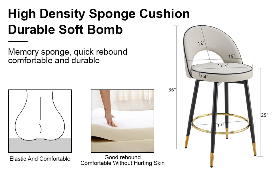 Eda Modern Rotating PU Dining Stool