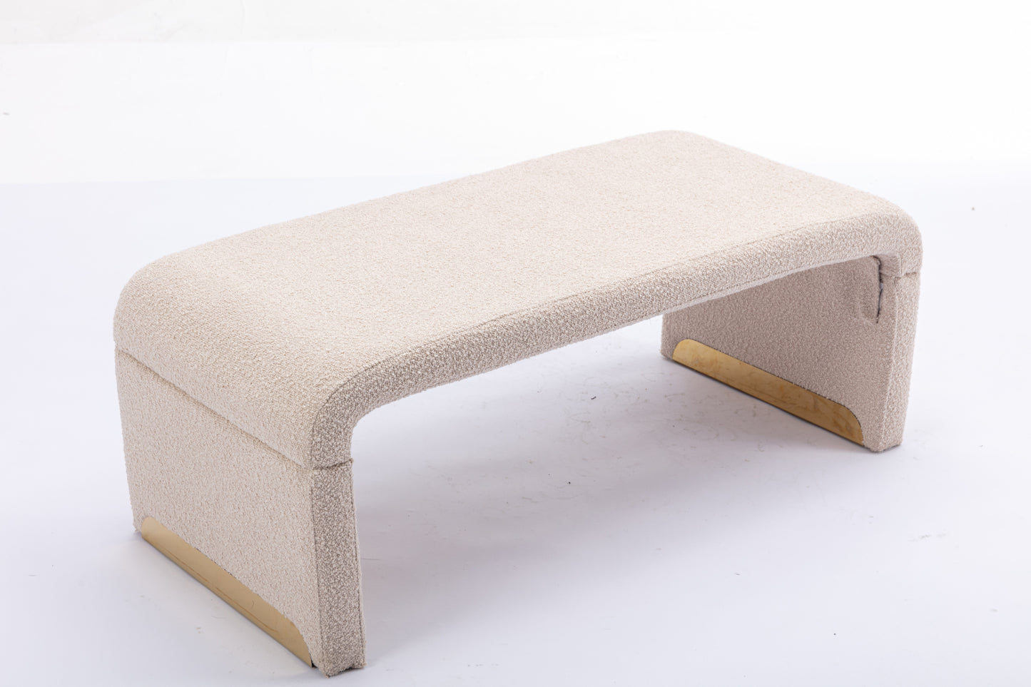 Warmsprings Mid-Century Boucle Fabric Ottoman Bench
