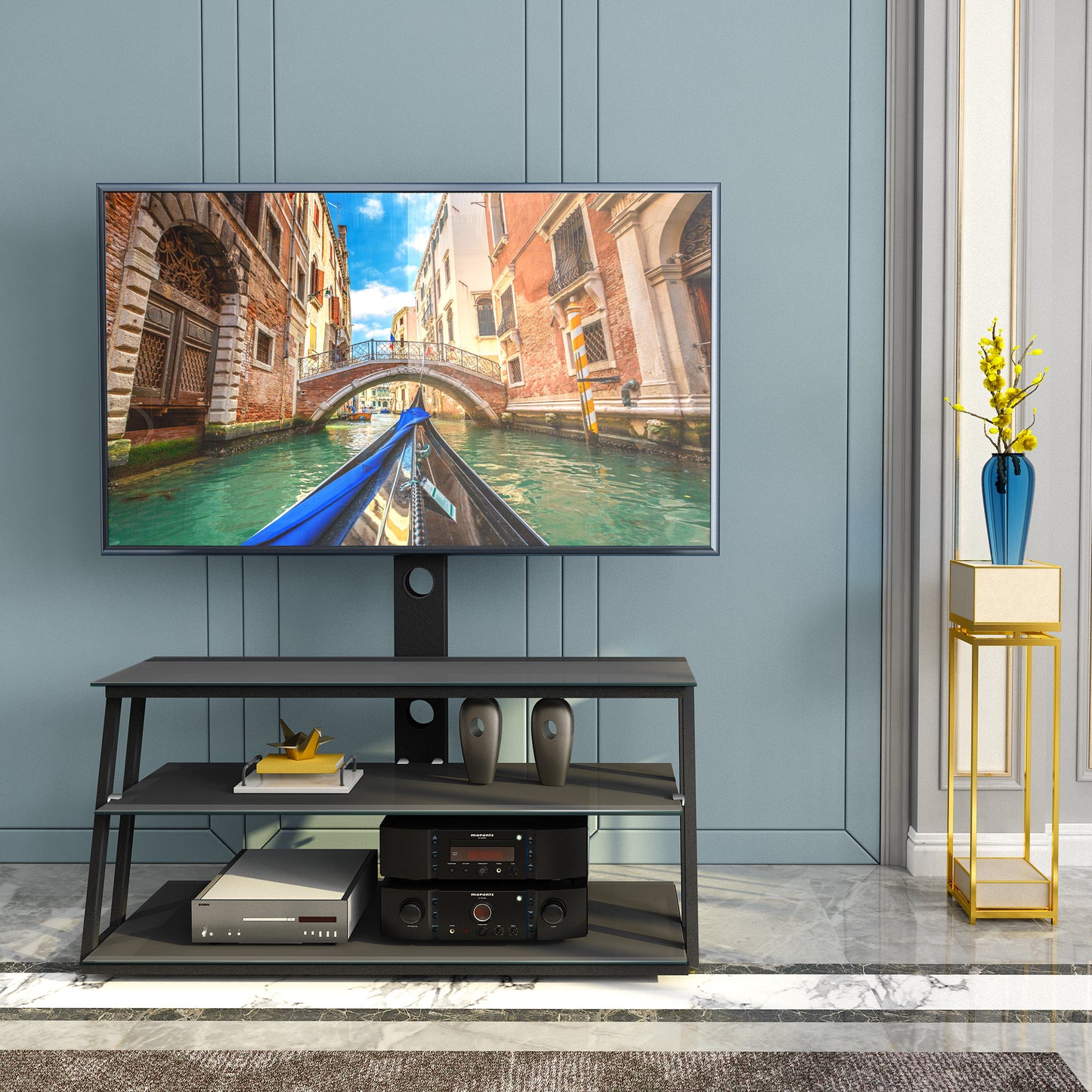 Oakridge Modern Multi-Function Adjustable Glass TV Stand