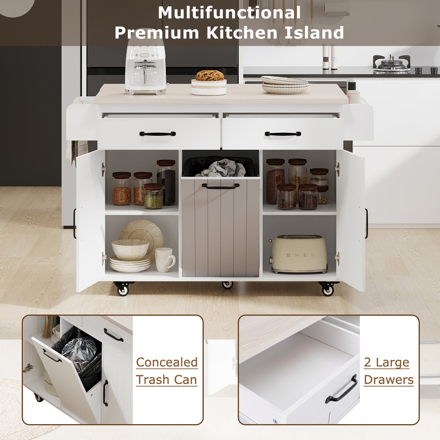 Calista Modern Kitchen Dining Storage Island