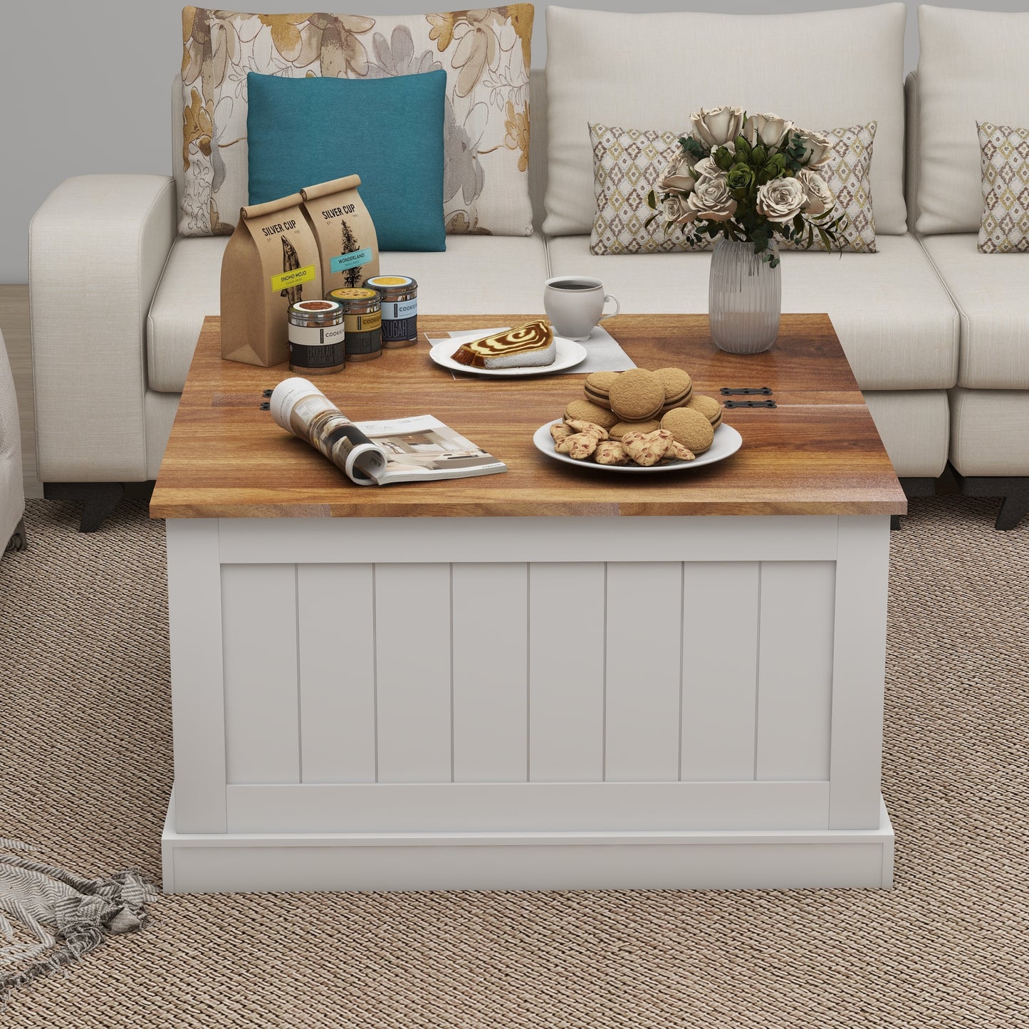 Elmcrest Craftsman Farmhouse Lift Coffee Table