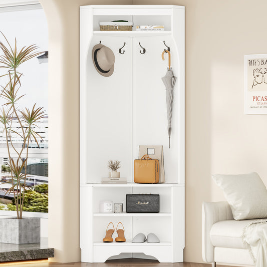 Niles Modern Minimalist Corner Hall Tree with Shoe Bench