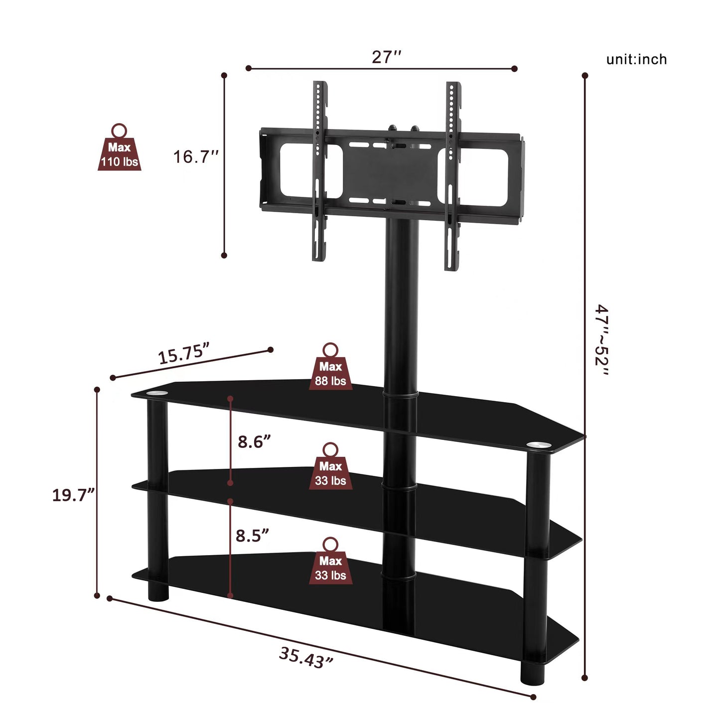 Jiron Modern Adjustable TV Stand Bracket