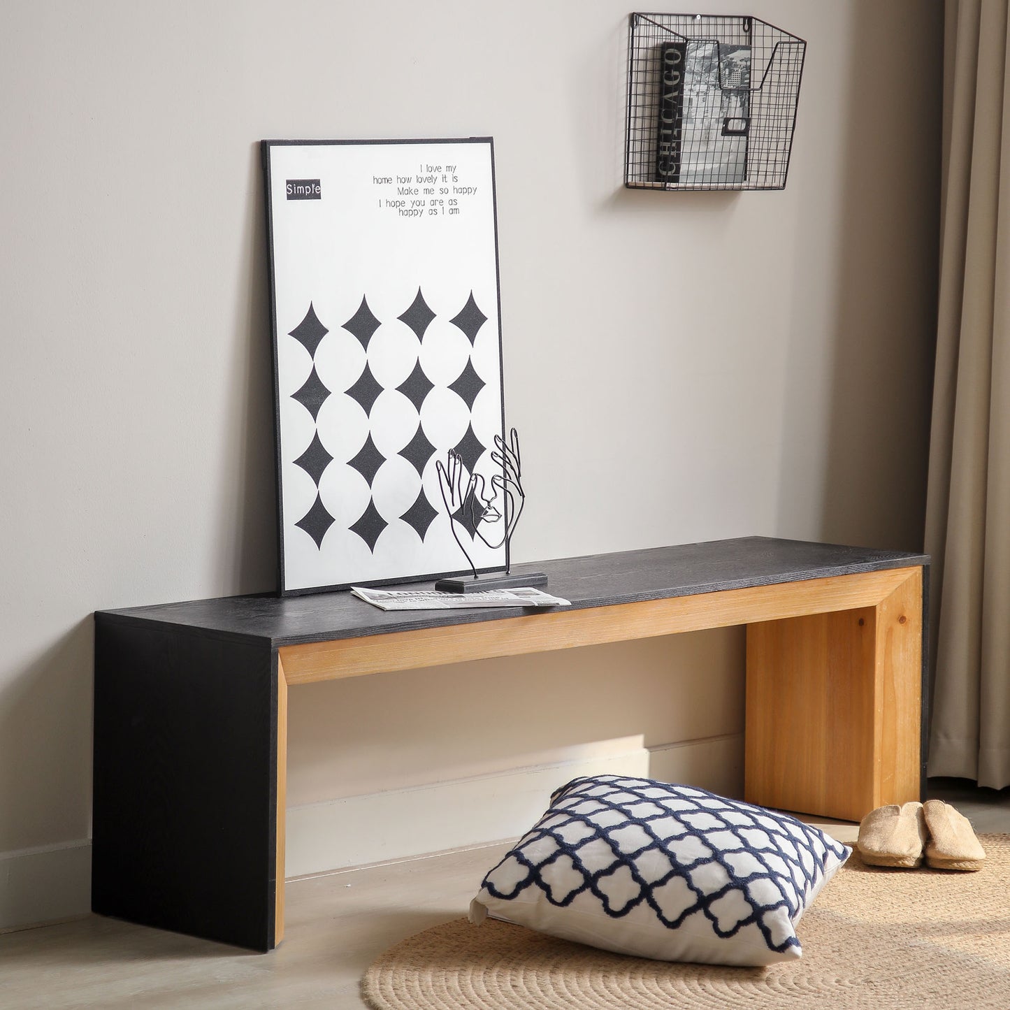 Marites Modern Wood Dining Bench