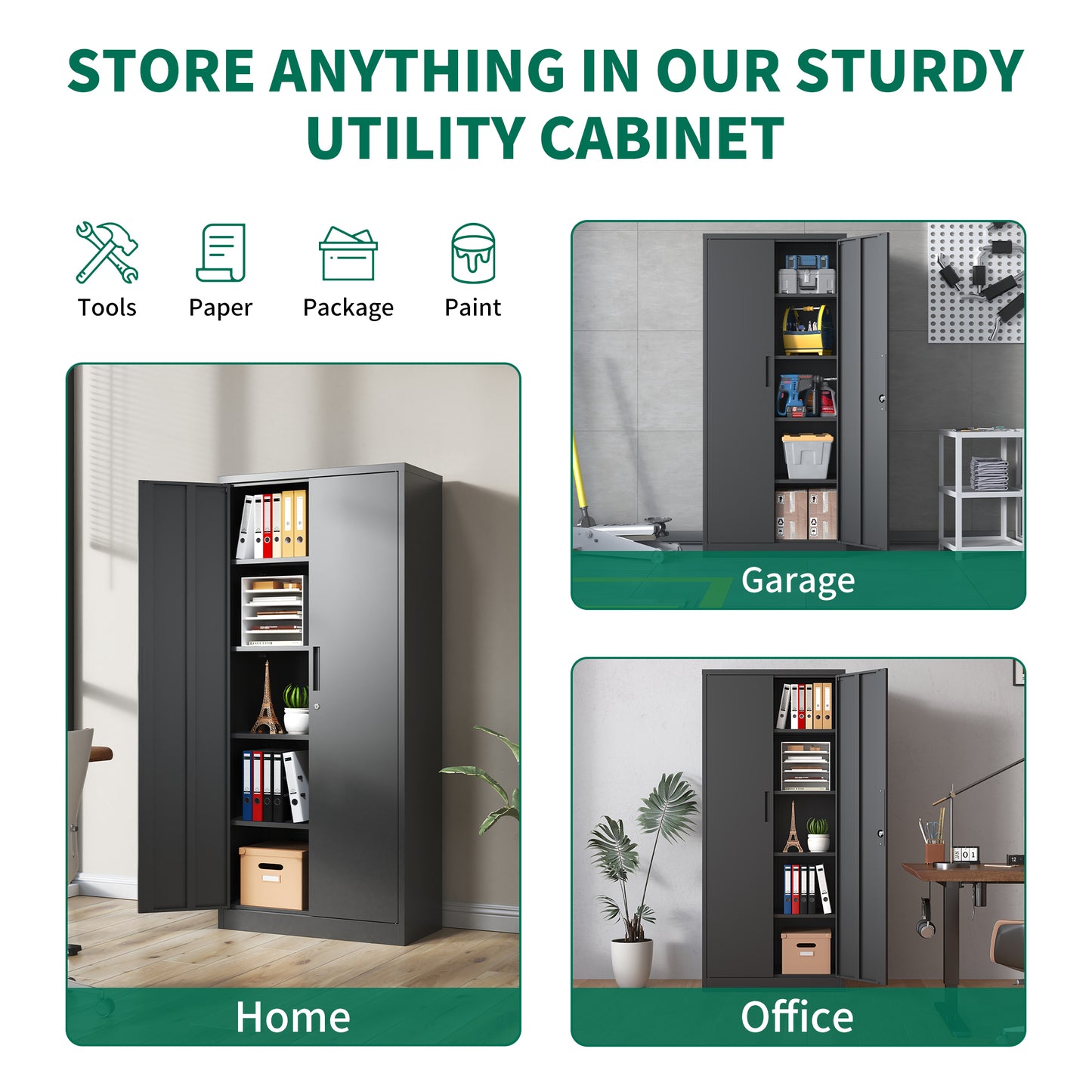 Calista Modern Metal Garage Storage Cabinet