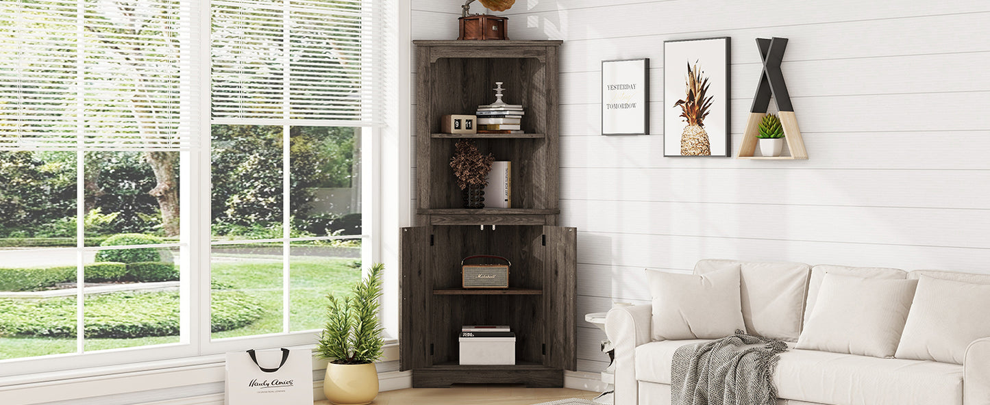 Warmsprings Craftsman Dark Walnut Corner Cabinet