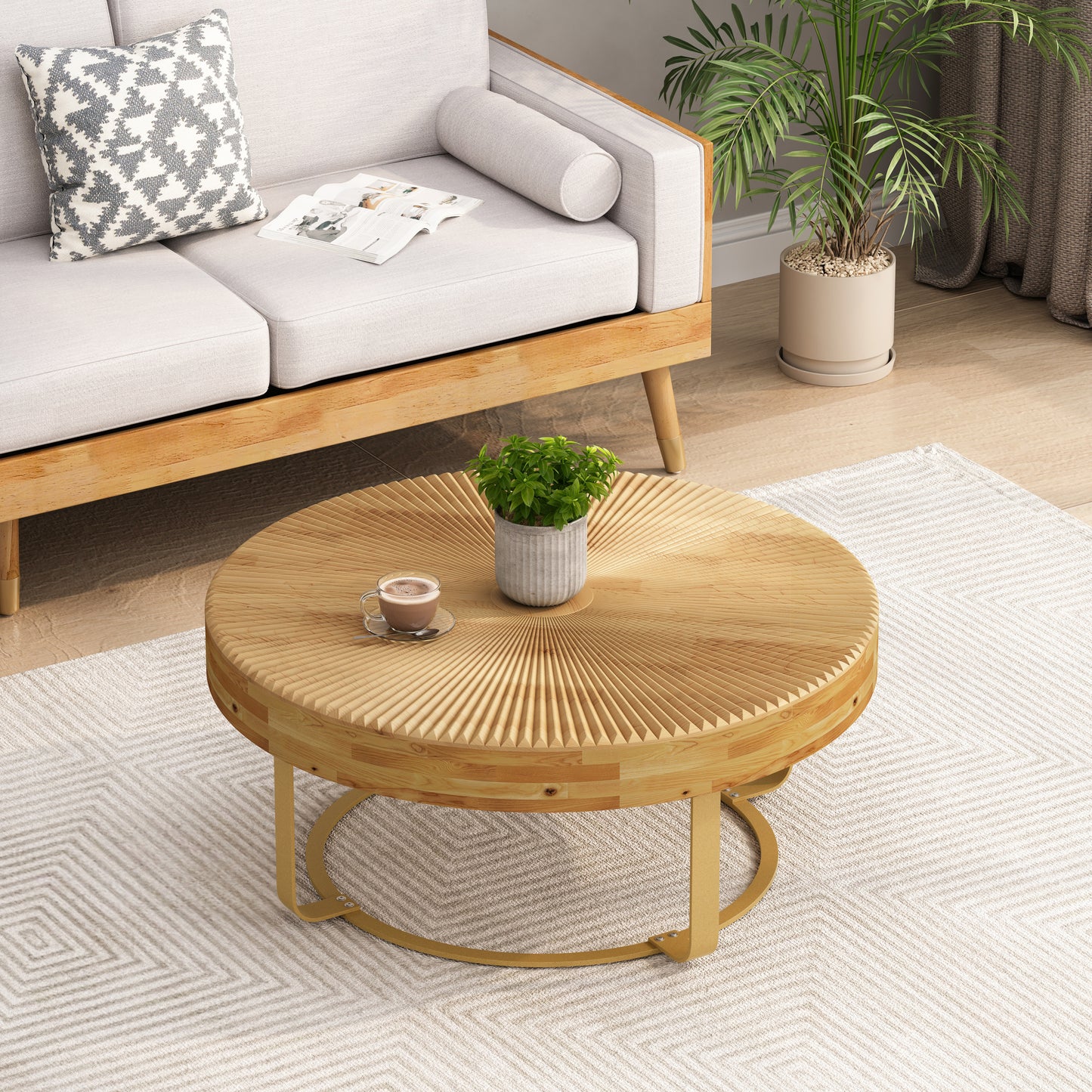Irvington Mid-Century Aurora Gold Carved Table