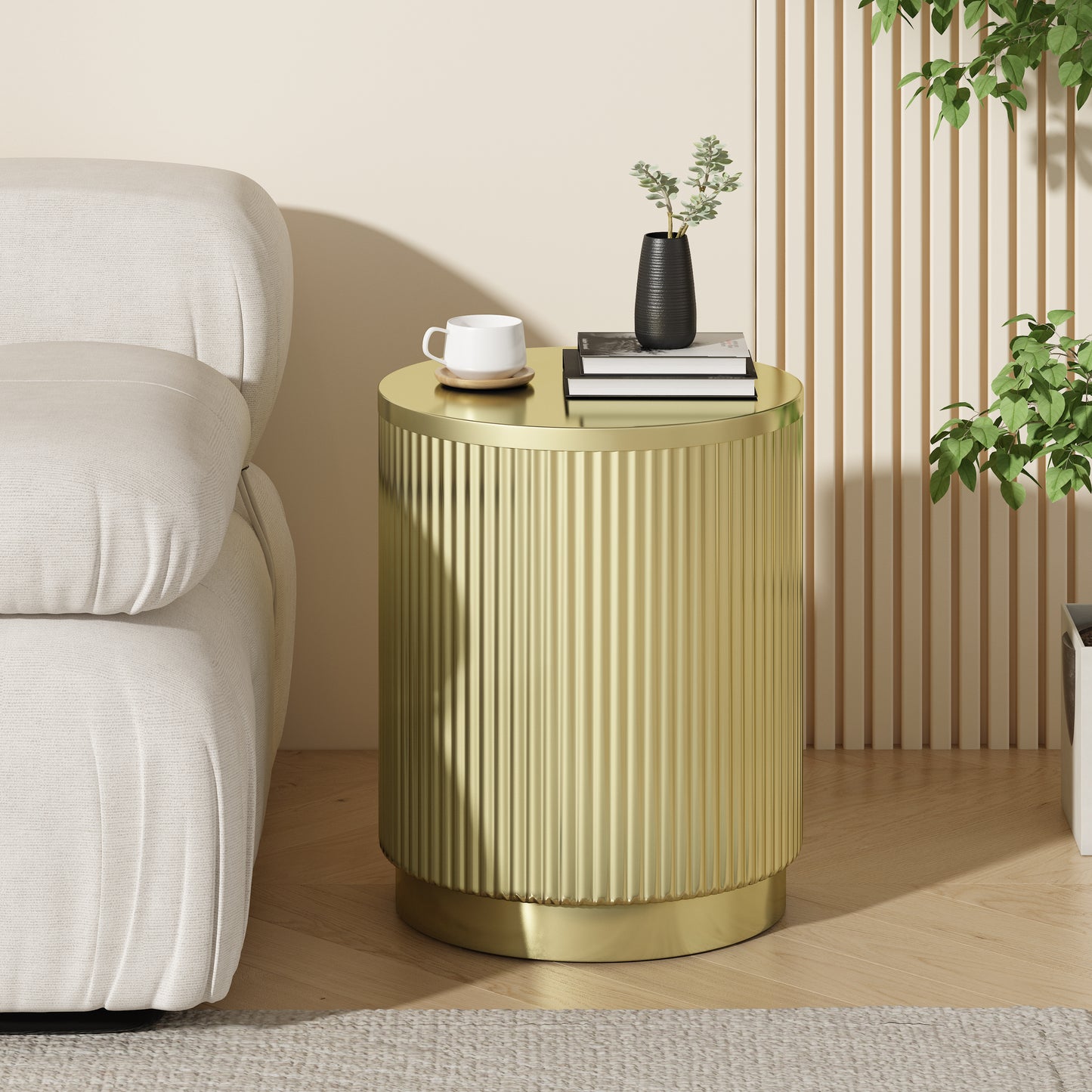 Elmcrest Modern Round Side Table Vertical Stripes