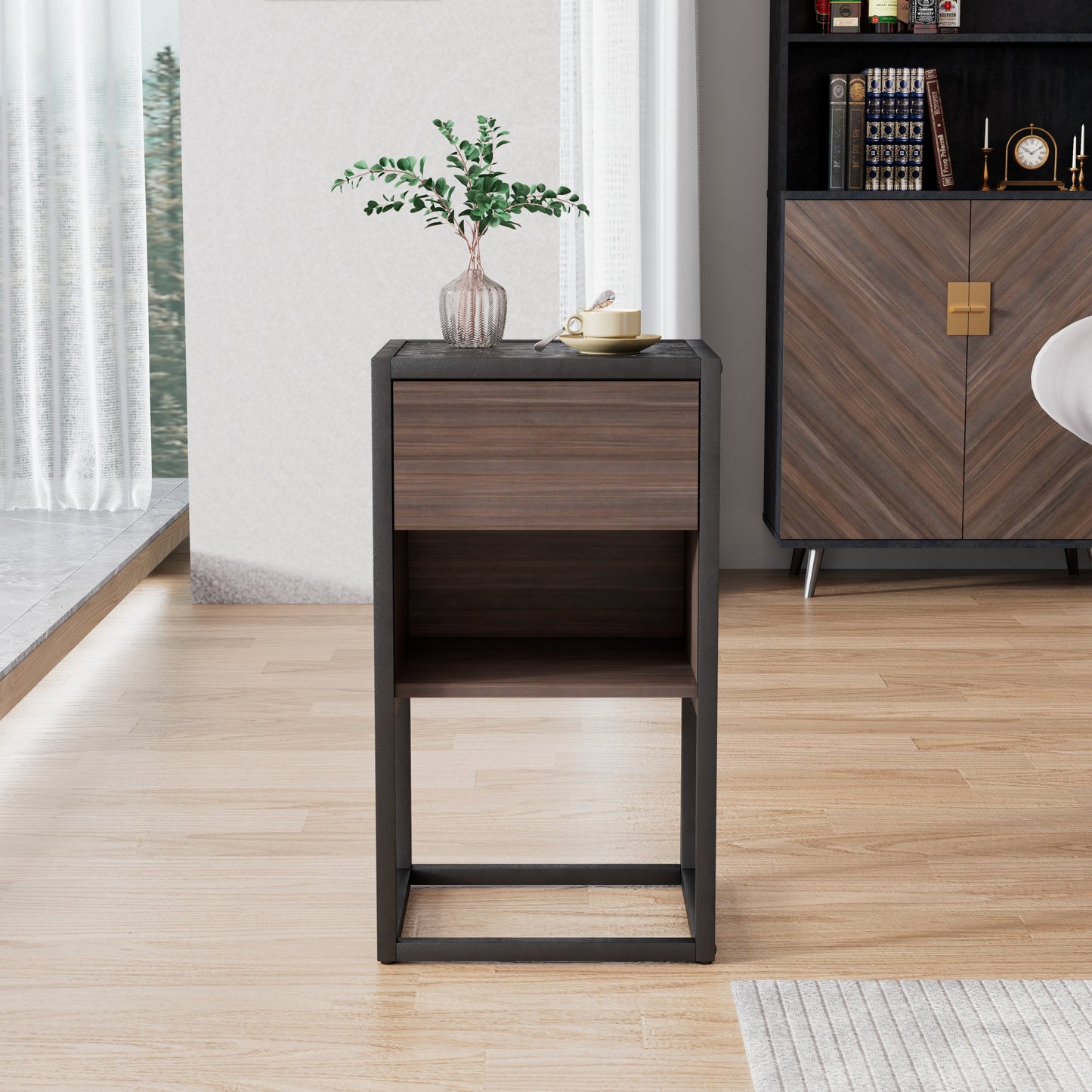 Warmsprings Modern Corner Cabinet Side Table