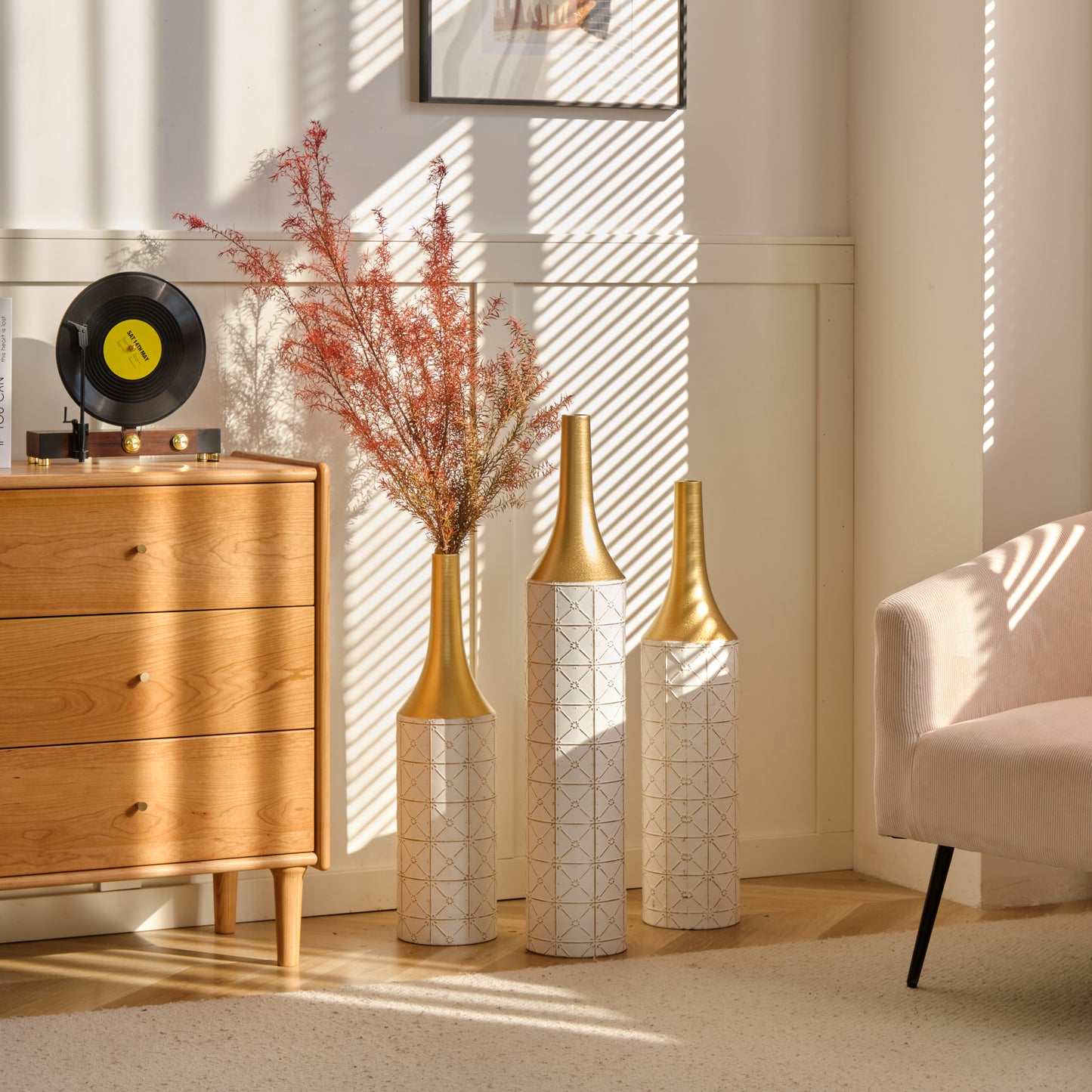 Irvington Modern Floor Metal Vases Set