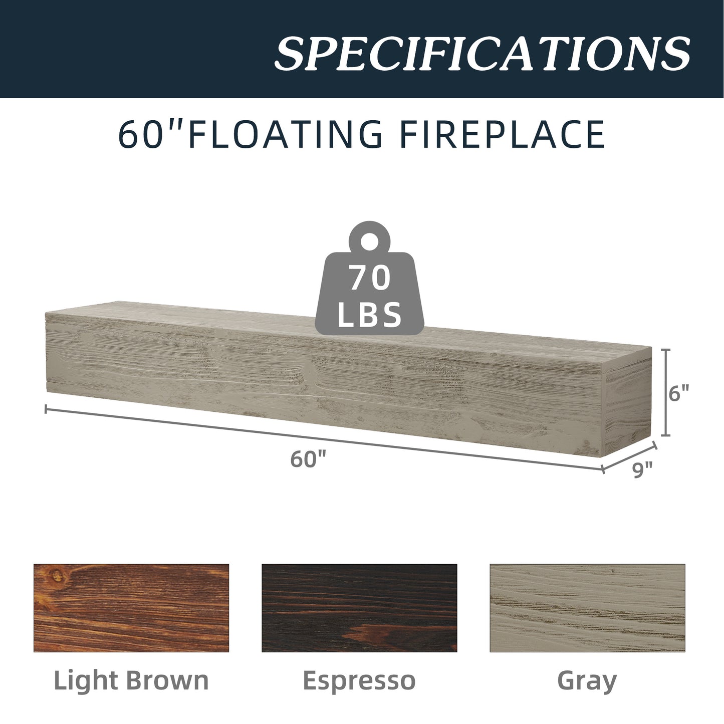 Oakridge Craftsman Wood Fireplace Mantel