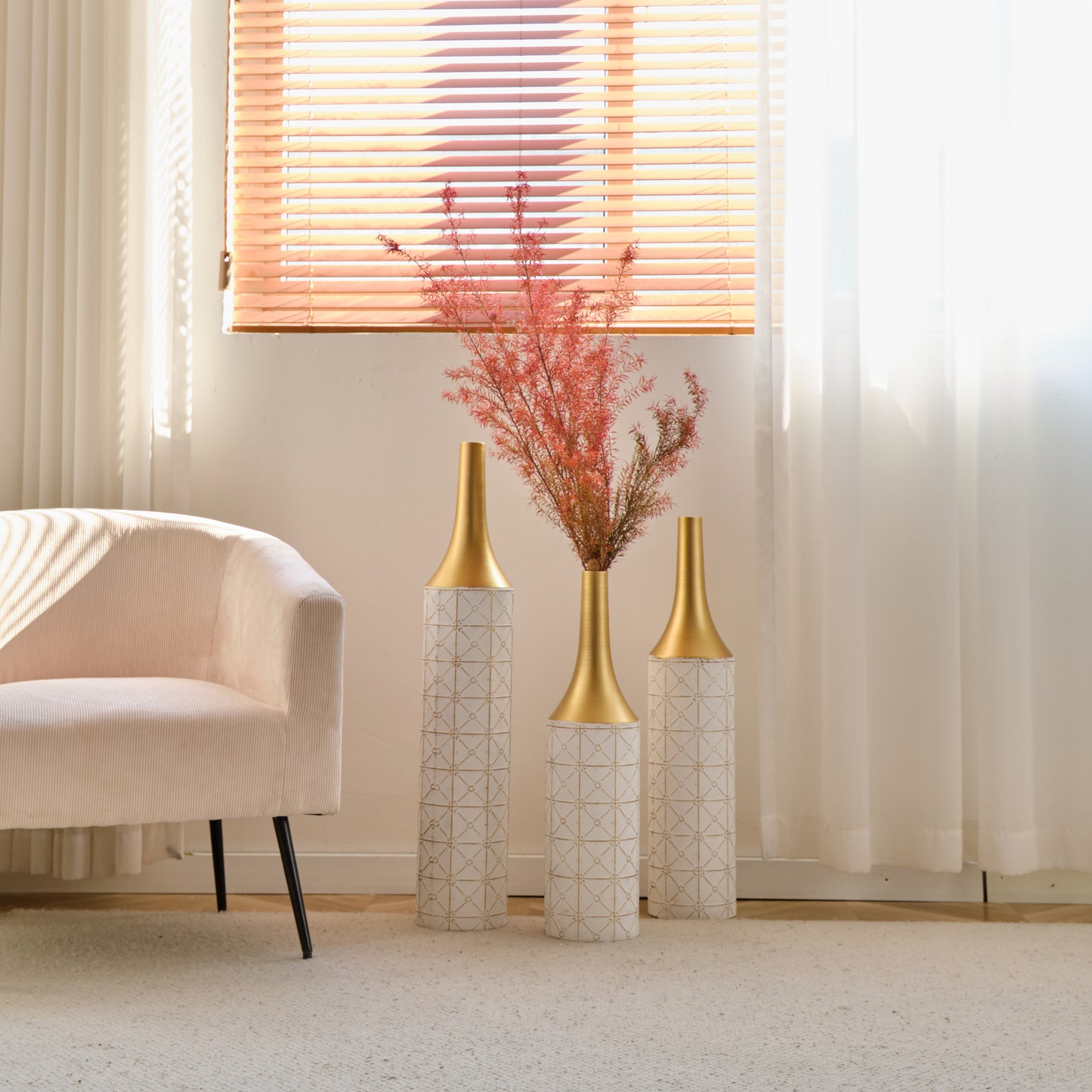 Irvington Modern Floor Metal Vases Set