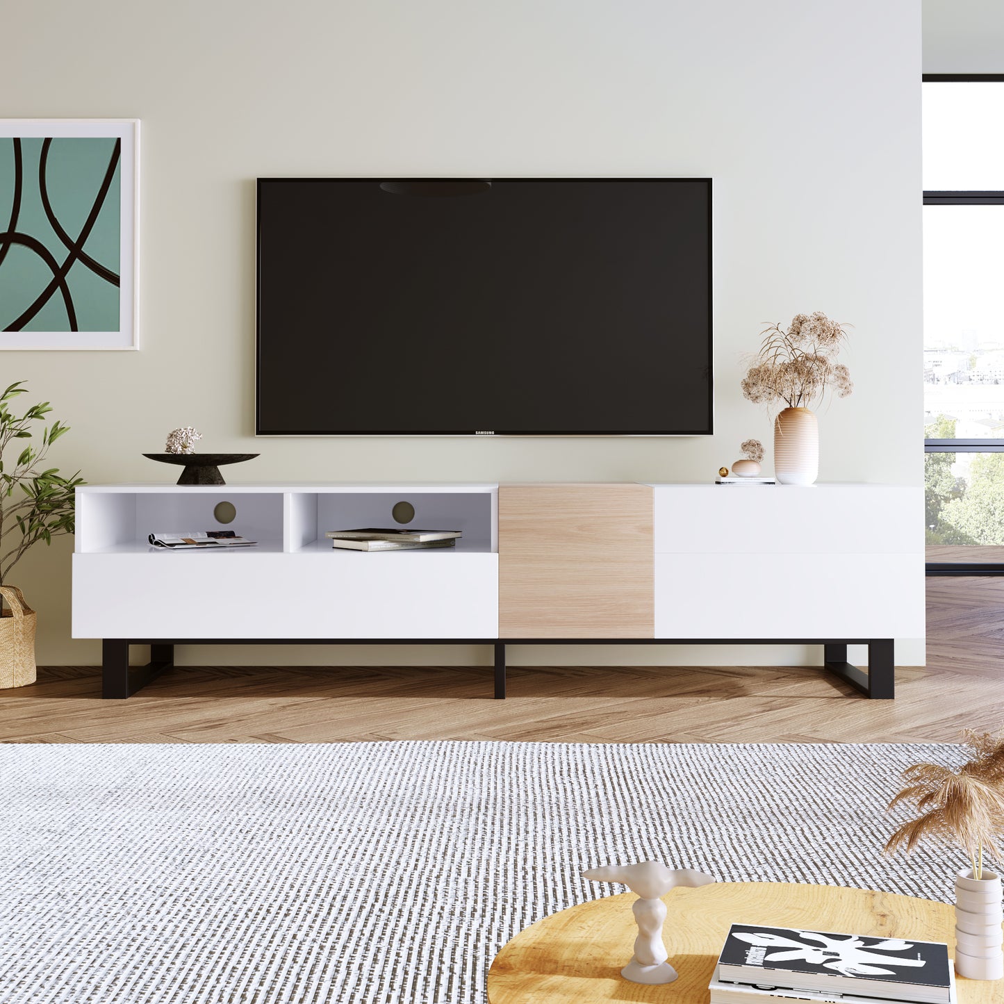 Marites Modern Drop Down Media Entertainment Table