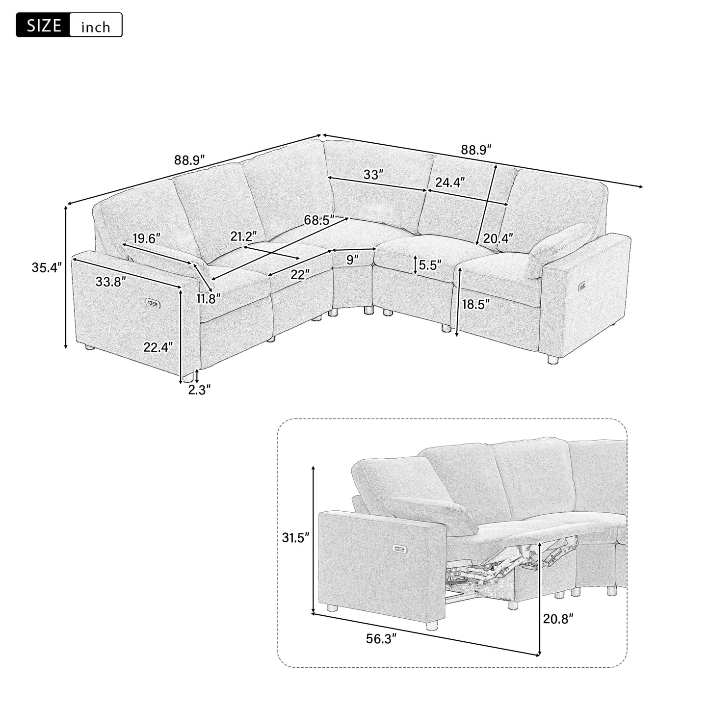 Niles Modern Power Recliner Sectional