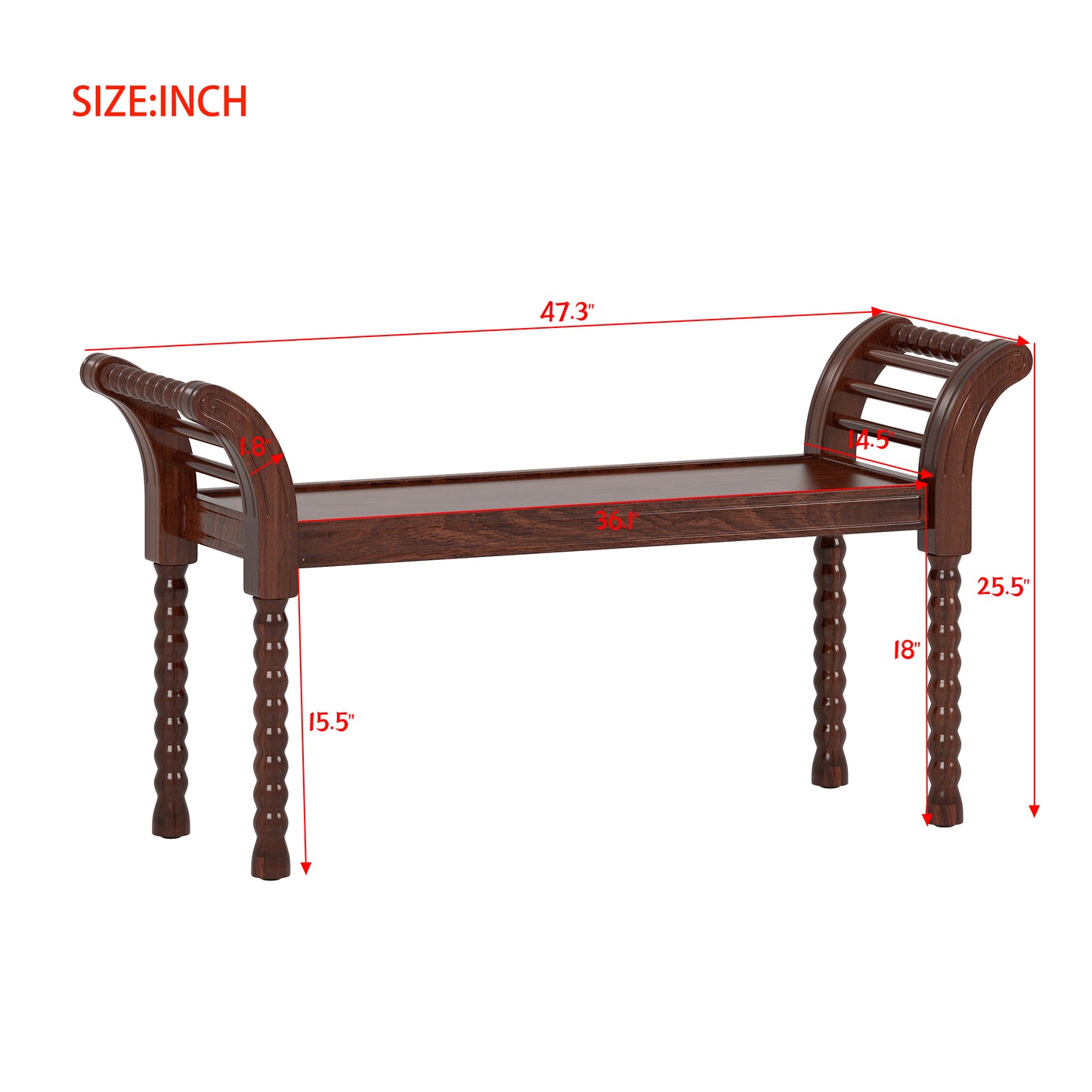 Warmsprings Mid-Century Walnut Retro Bench