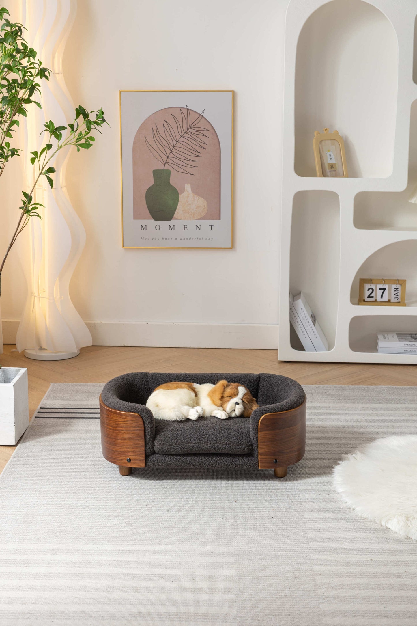 Kingsly Contemporary Velvet Elevated Pet Sofa.