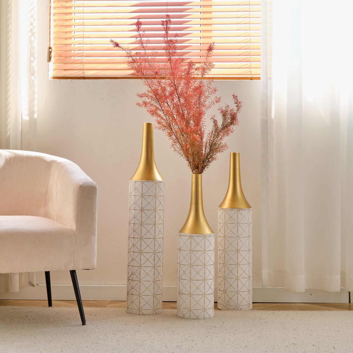 Irvington Modern Floor Metal Vases Set