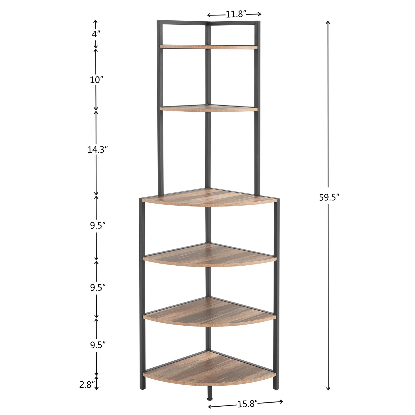 Cleo Modern Rustic 6-Tier Corner Bookcase