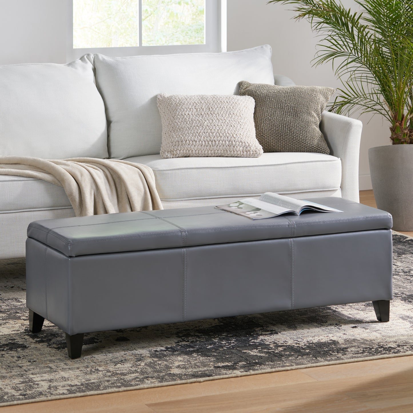 Calista Modern Velvet Storage Ottoman
