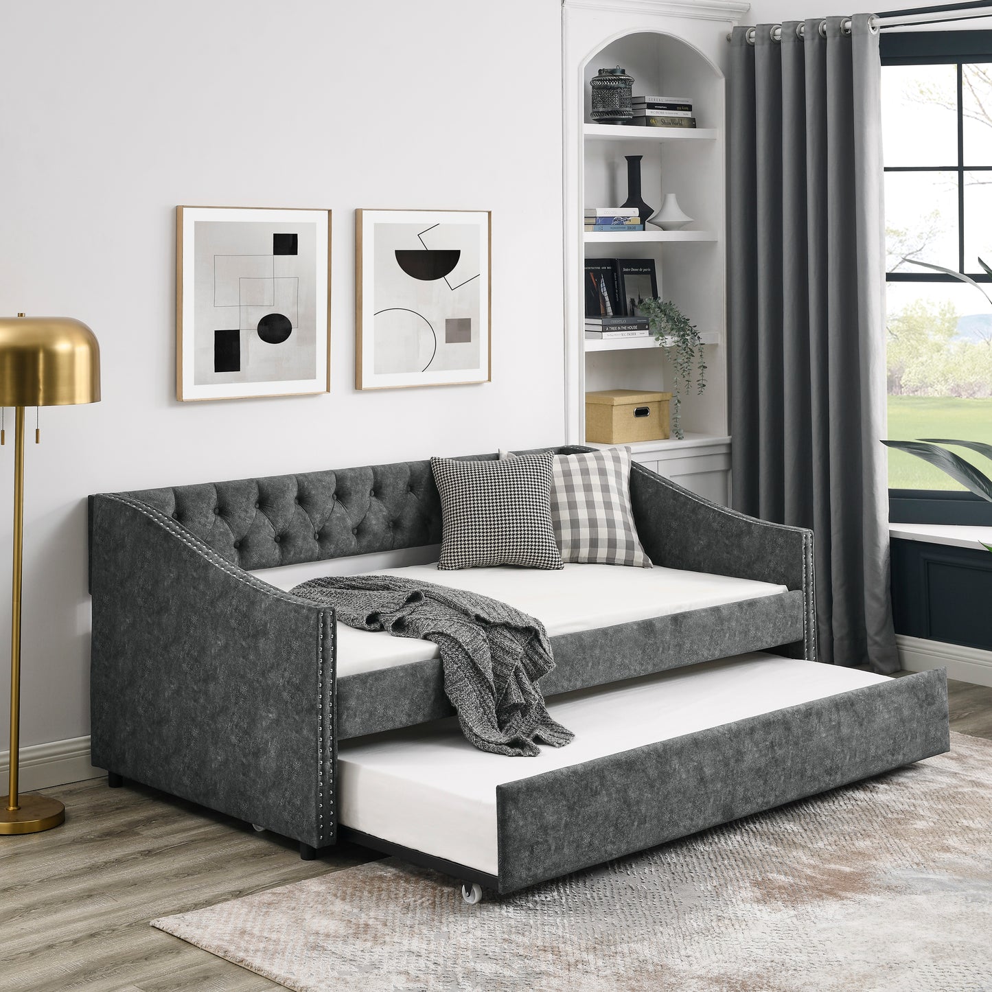 Lazzareschi Traditional  Tufted Trundle Sofa