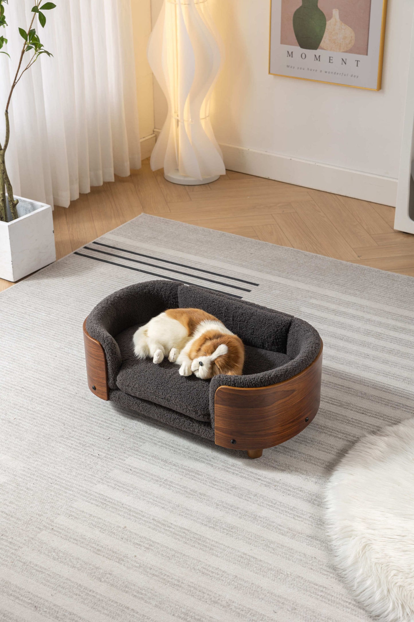 Kingsly Contemporary Velvet Elevated Pet Sofa.