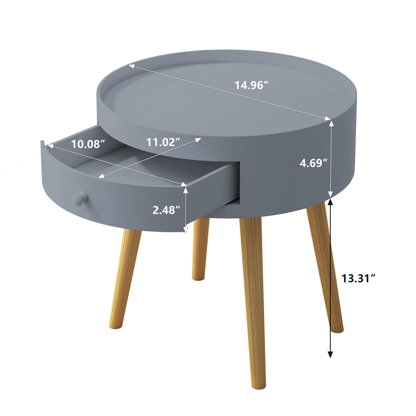 Marites Mid-Century Oak Nightstand Table
