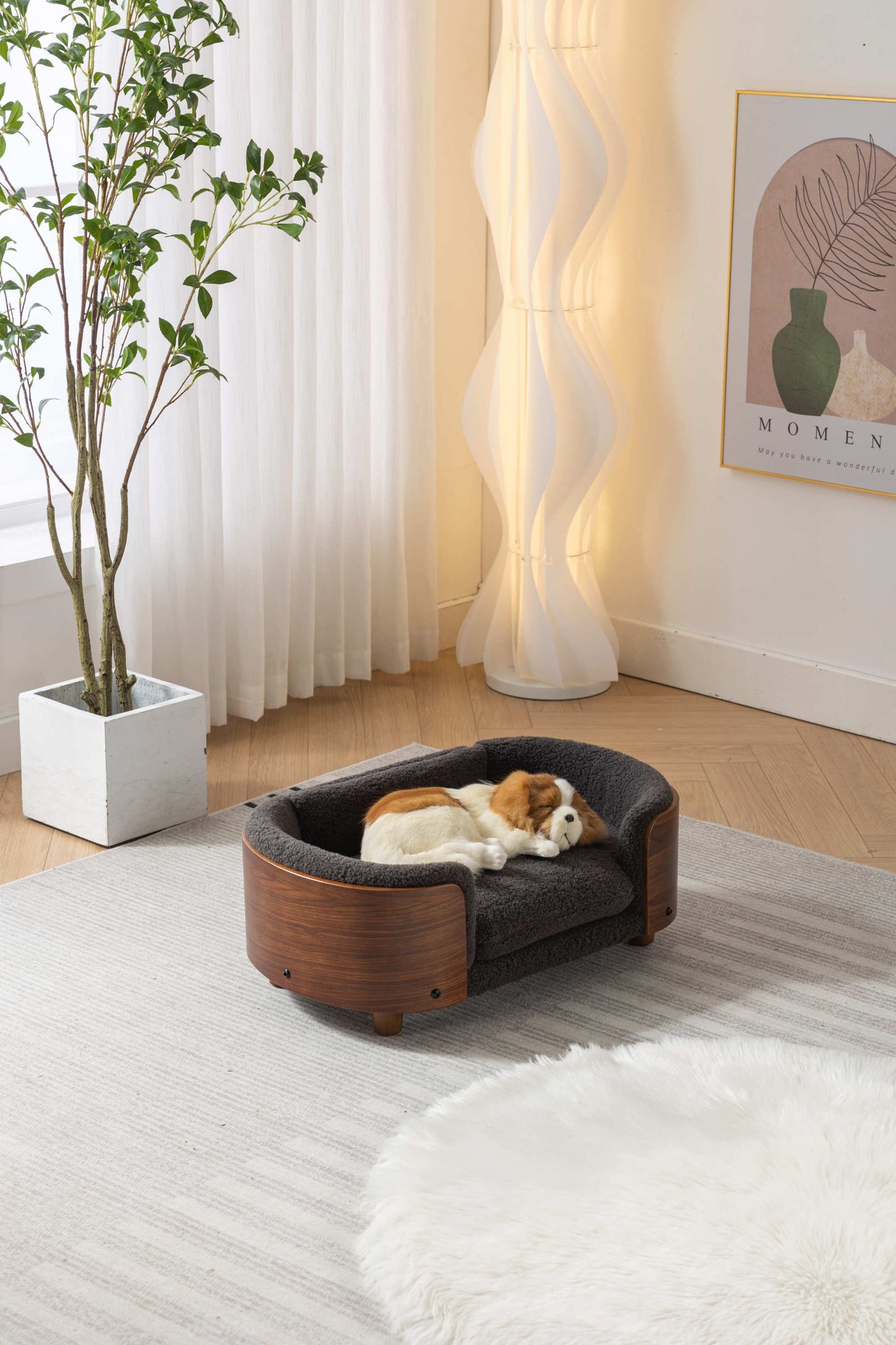 Kingsly Contemporary Velvet Elevated Pet Sofa.
