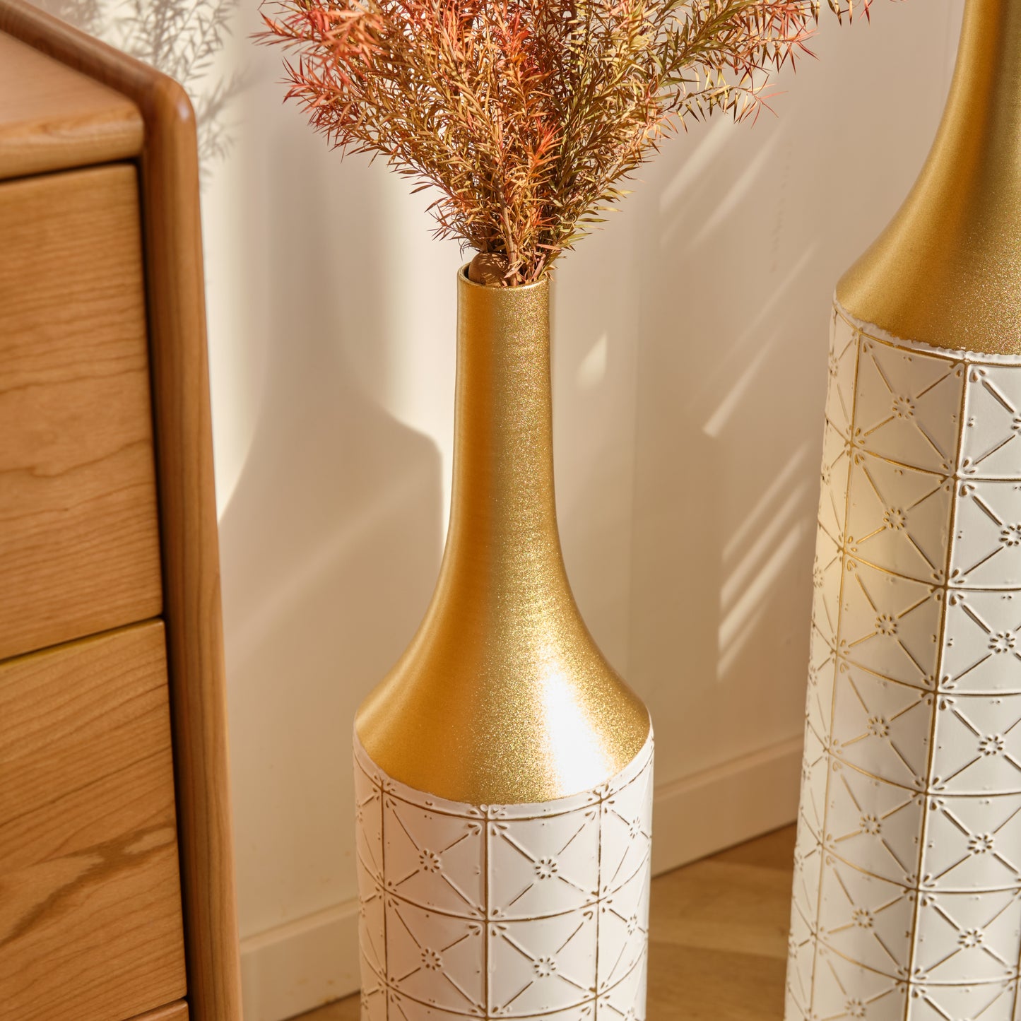 Irvington Modern Floor Metal Vases Set
