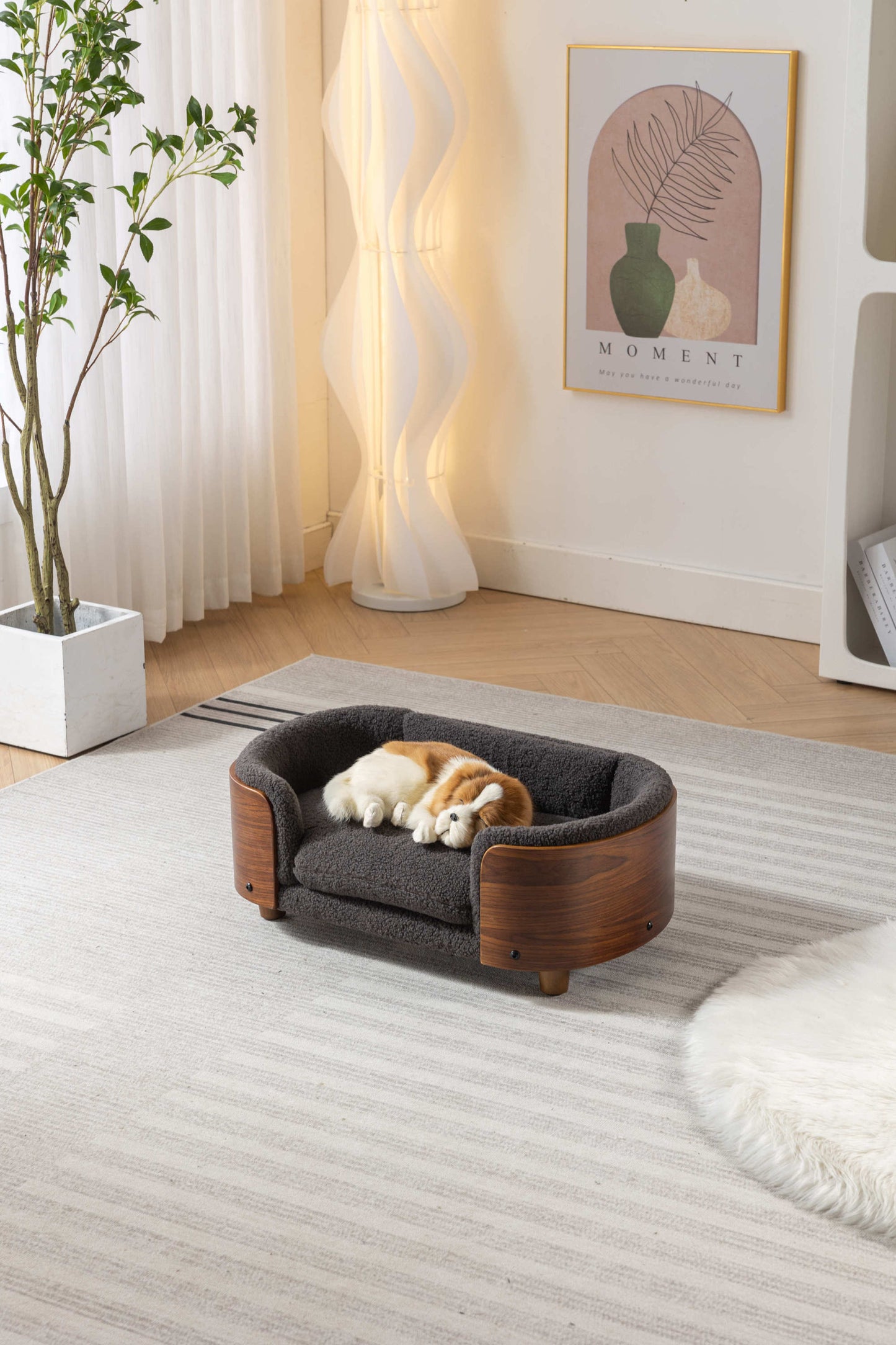 Kingsly Contemporary Velvet Elevated Pet Sofa.
