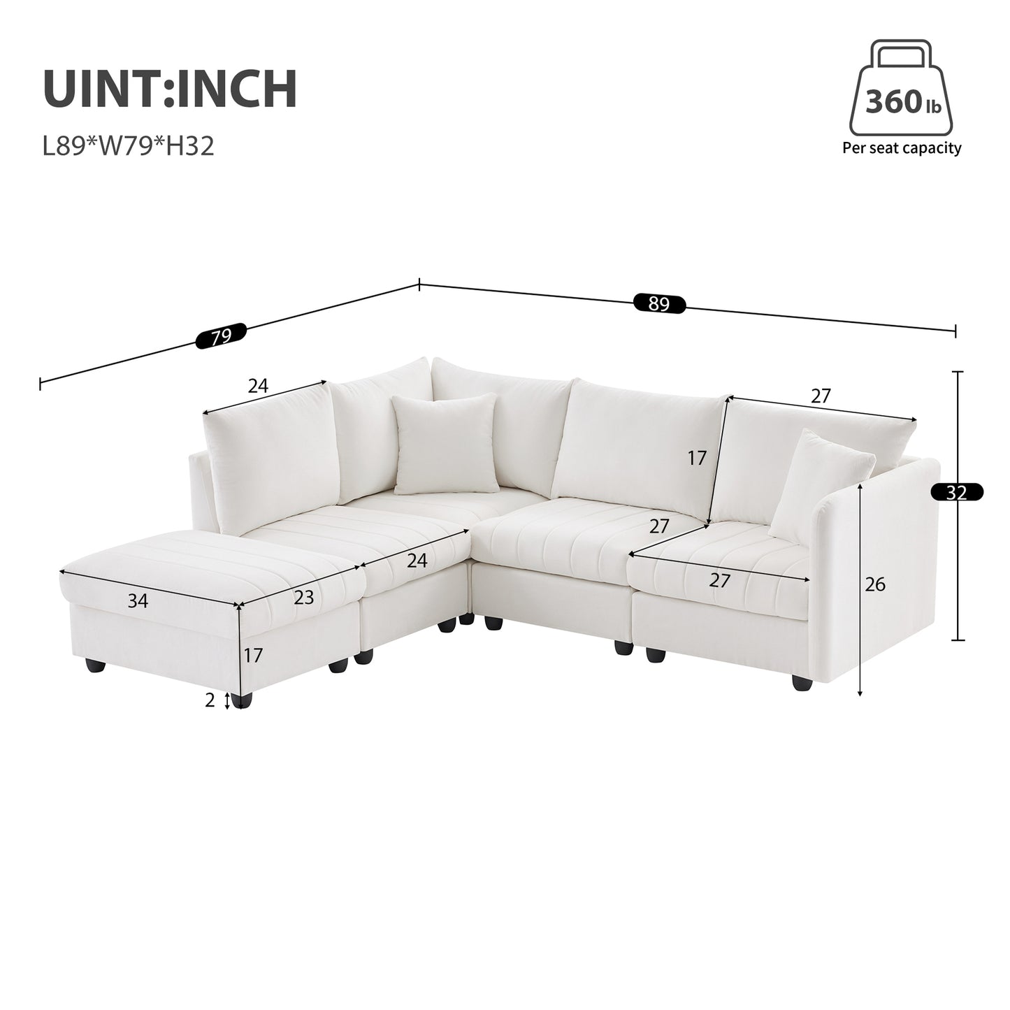 Amity Modern Modern Stripe Sectional Sofa