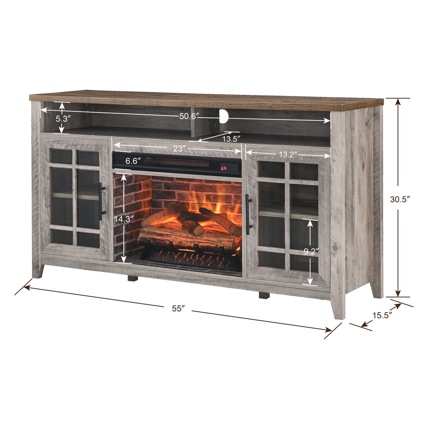 Elmcrest Modern Wash Fireplace Stand
