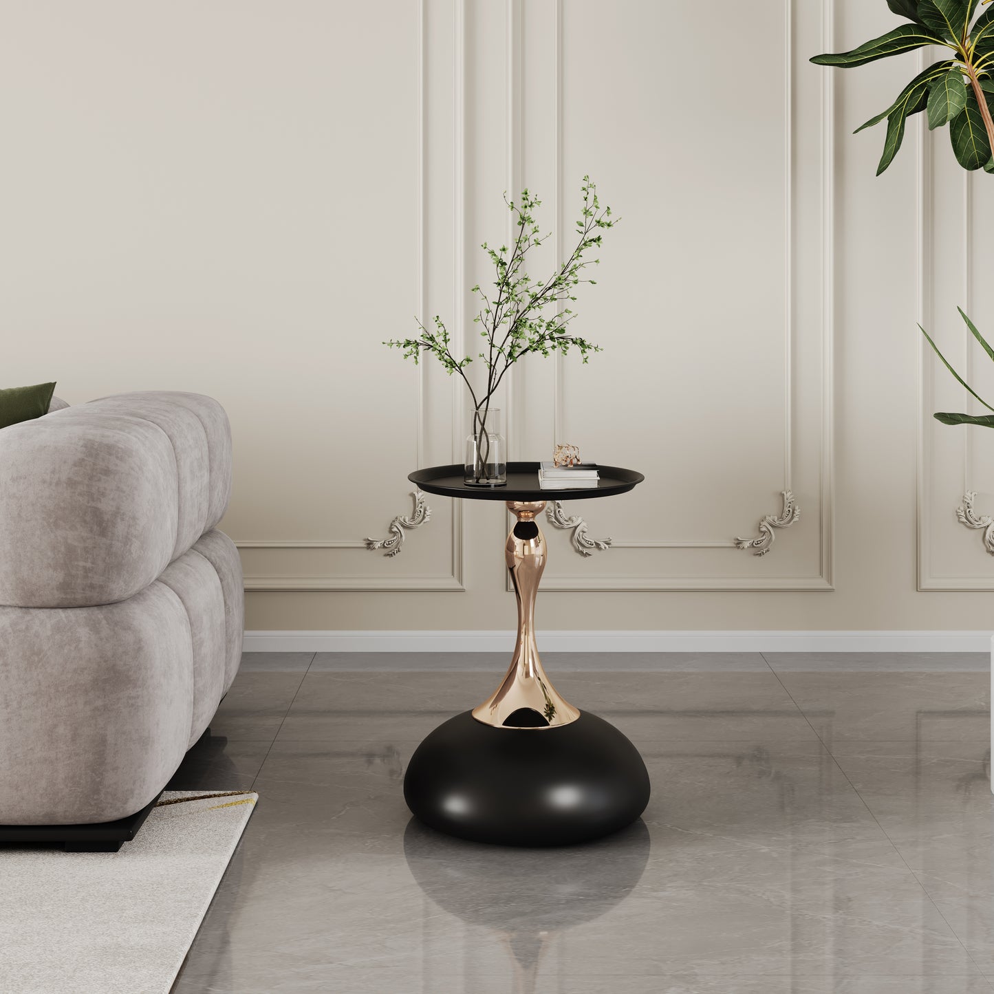 Centerville Contemporary Iron End Round Side Table