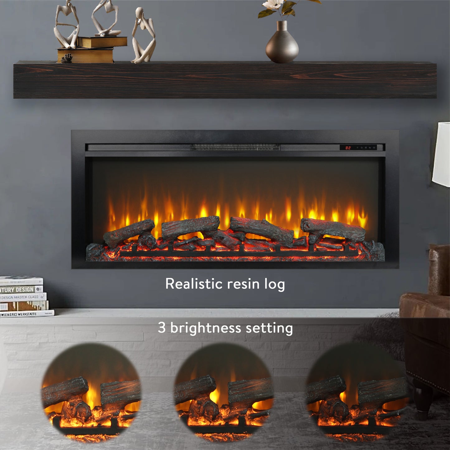 Marcel Contemporary Electric Wall Fireplace