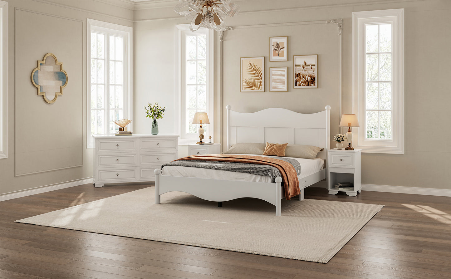 Elmcrest Mid-Century 4-Pieces Elegant Bedroom Sets