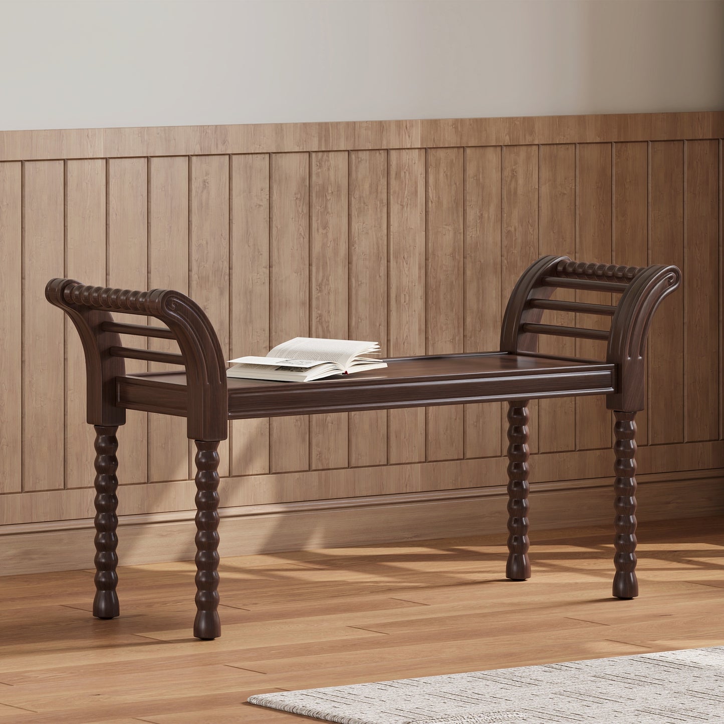 Warmsprings Mid-Century Walnut Retro Bench
