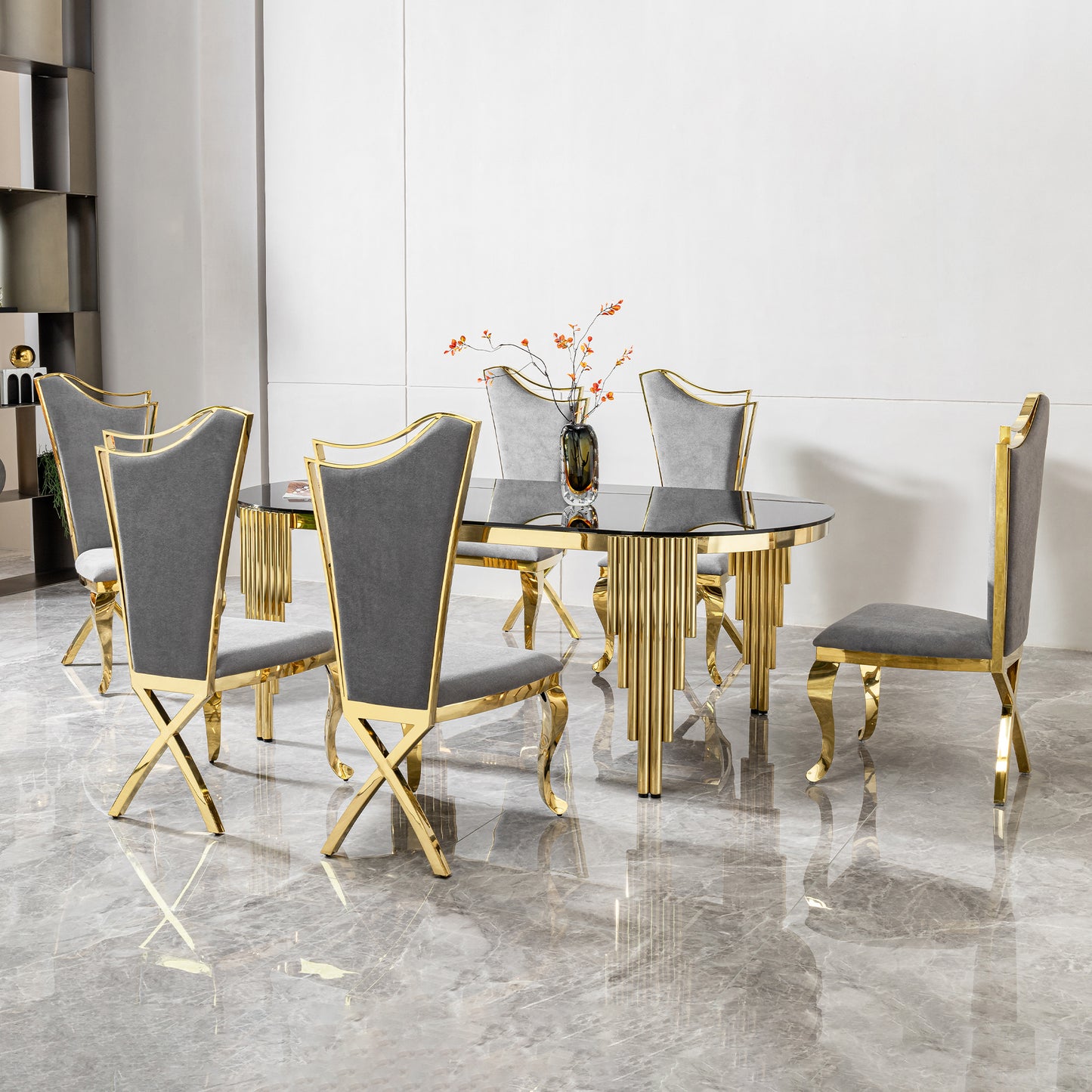 Emery Contemporary  Glass Dining Table
