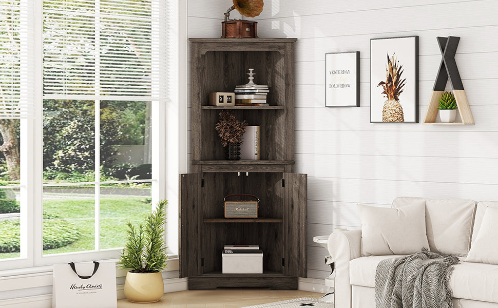 Warmsprings Craftsman Dark Walnut Corner Cabinet
