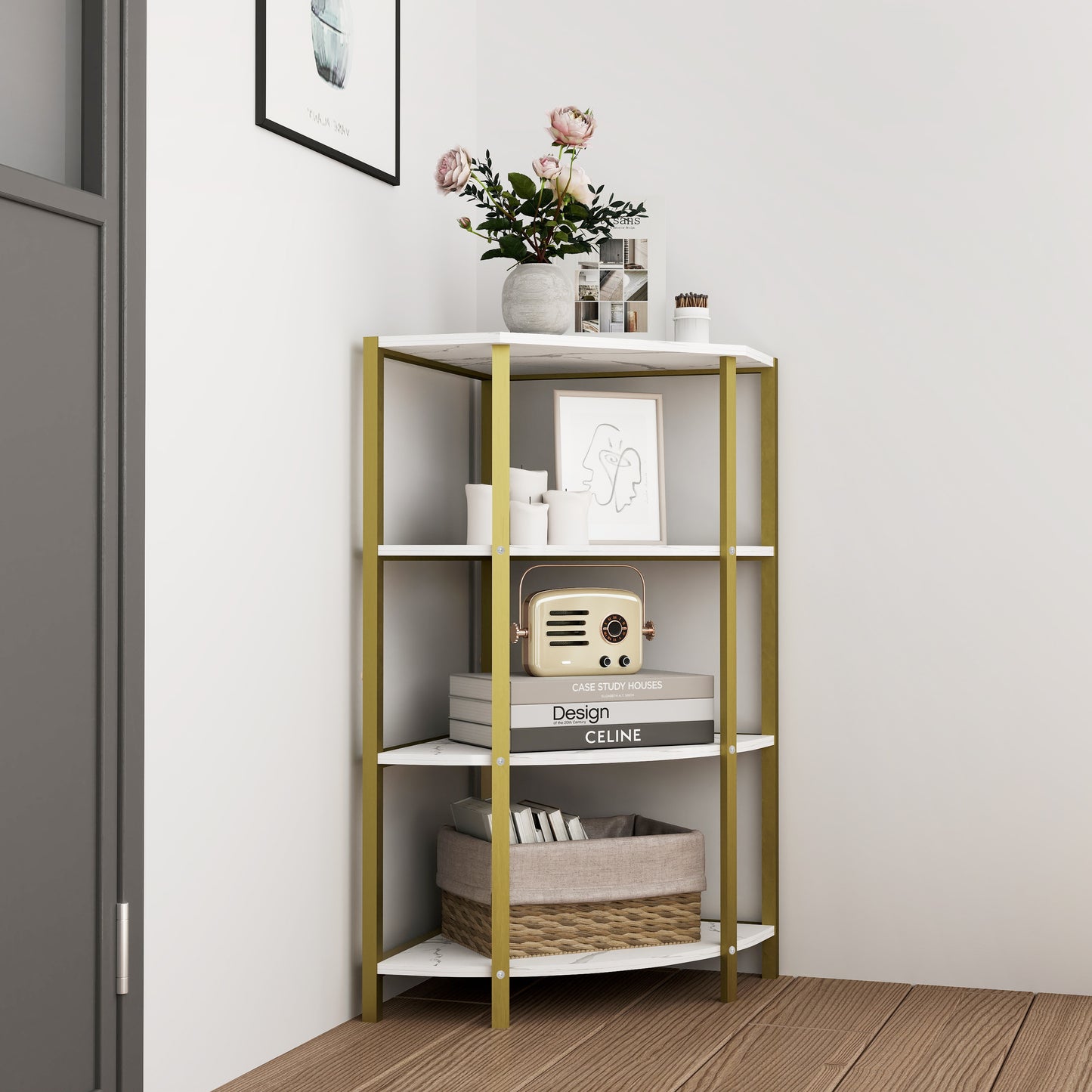Lula Modern Corner Shelf Stand