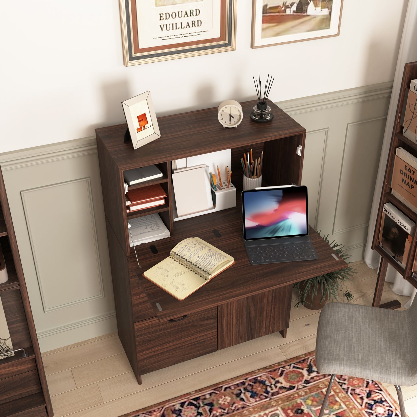 Kingsly Modern Foldable Desk Cabinet
