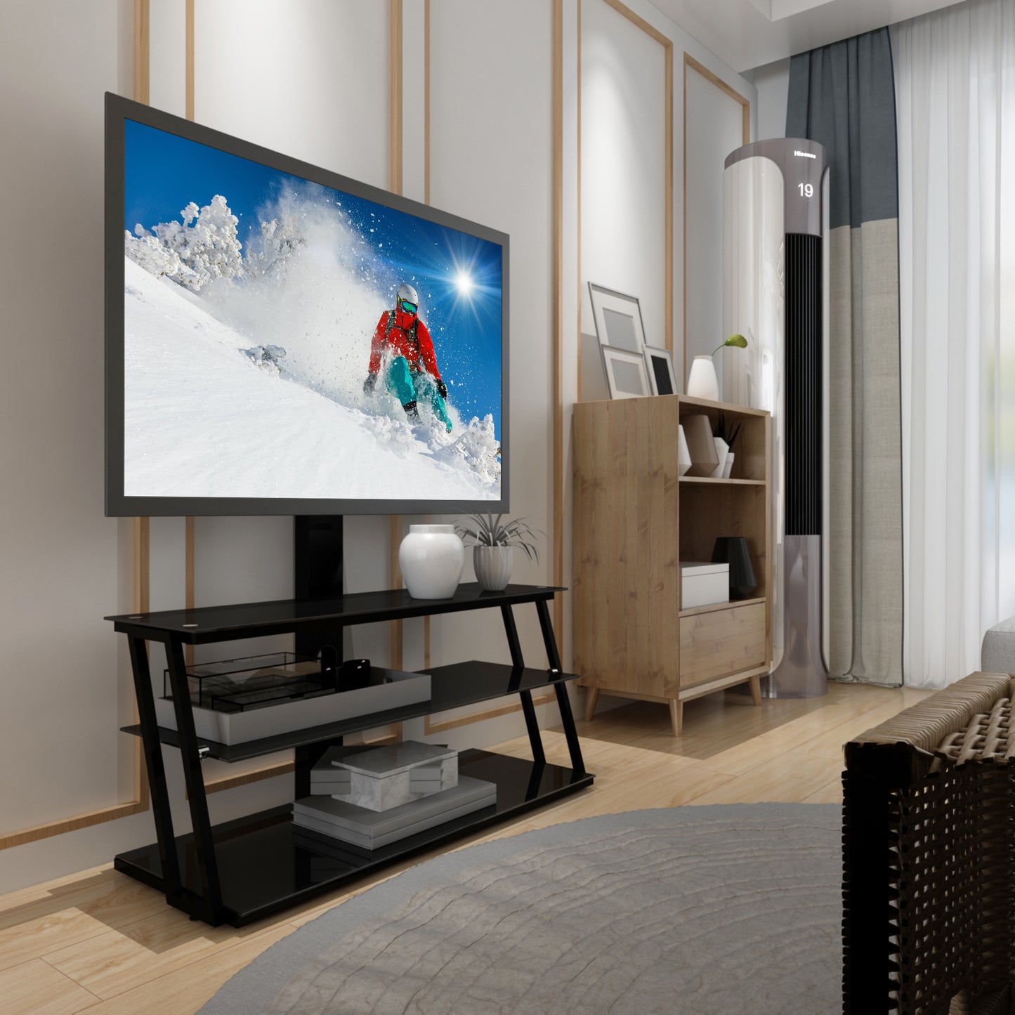 Oakridge Modern Multi-Function Adjustable Glass TV Stand