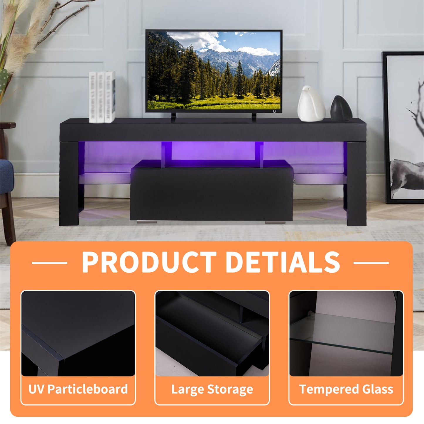 Healdsburg Modern Stand with Storage Entertainment Table